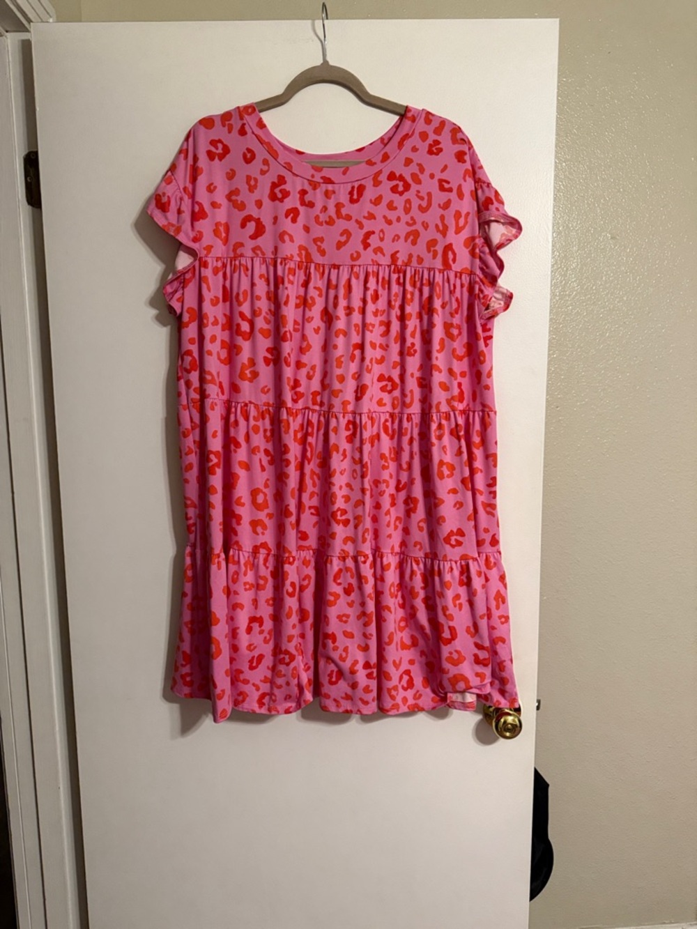 Chic Soul Pink Mini Dress with Red Leopard Spots